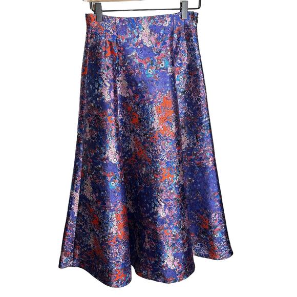 LK Bennett Women's Brunele Full Printed Midi Skirt Size 4 Abstract Artsy Bold - Picture 2 of 13
